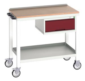 16922801.** verso mobile welded bench with 1 drawer cab & mpx top. WxDxH: 1000x600x930mm. RAL 7035/5010 or selected